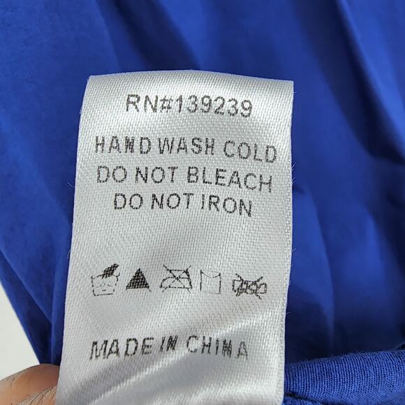 Tuckernuck Blue Button-Down Cotton Dress Size Small 3/4 Sleeve Mandarin Collar - Picture 3 of 5